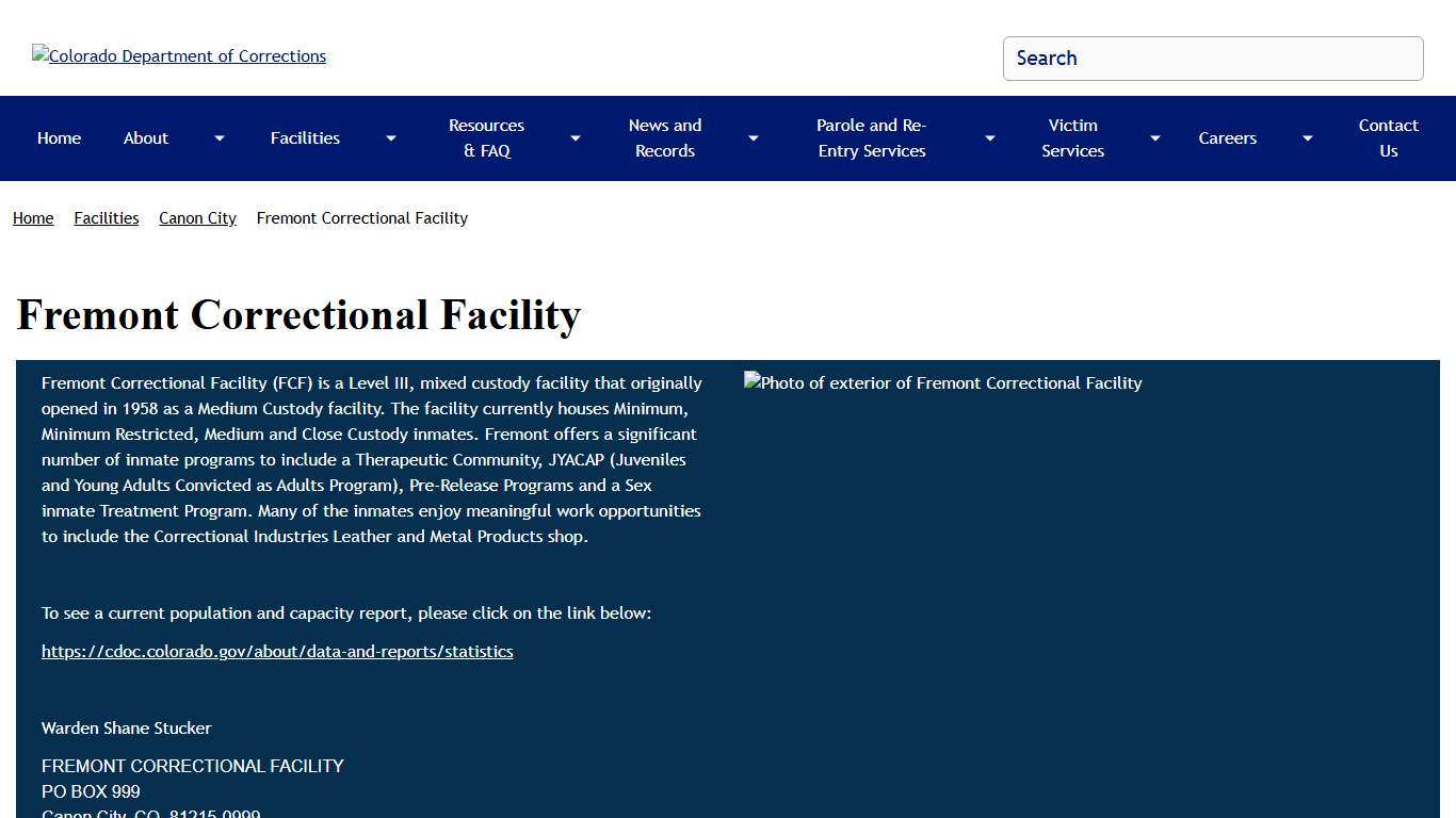 Fremont Correctional Facility Colorado Department of Corrections